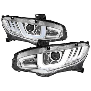 Honda Civic - 2016 to 2021 - 4 Door Sedan [All Except Touring] (Projector, LED U-Bar Sequential Accent Lights) (LED High Beams)