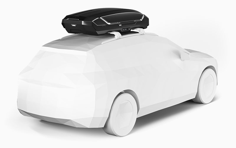 Thule Motion 3 L Cargo Box Installed Rear Quarter View