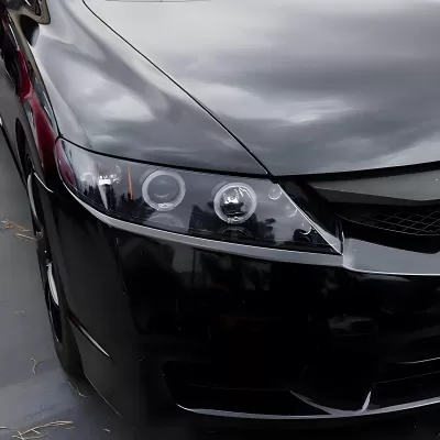 Honda Civic - 2006 to 2011 - 4 Door Sedan [All] (G Style) (Projector With Halo, LED Accent Lights) (Gloss Black) (Smoked Lens)