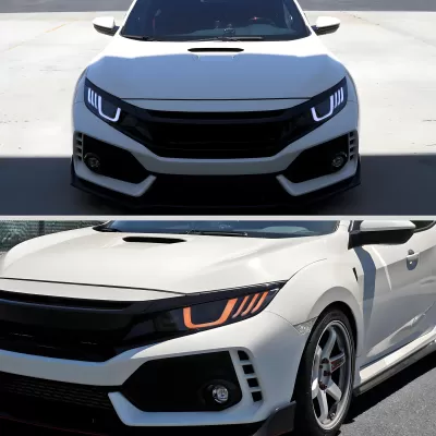 Honda Civic - 2016 to 2020 - 2 Door Coupe [All Except Touring] (Projector, LED U-Bar Sequential Accent Lights) (Smoked Lens) (LED High Beams)