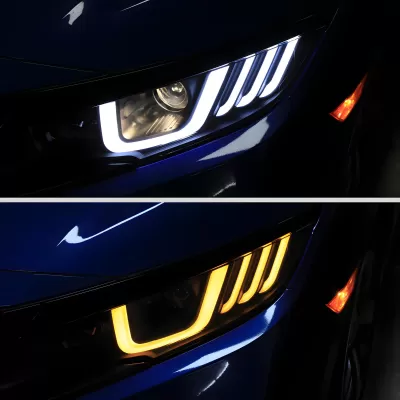 Honda Civic - 2017 to 2021 - 4 Door Hatchback [EX, EXL, LX, Sport] with 1.5L & Turbo (Projector, LED U-Bar Sequential Accent Lights) (Smoked Lens) (LED High Beams)