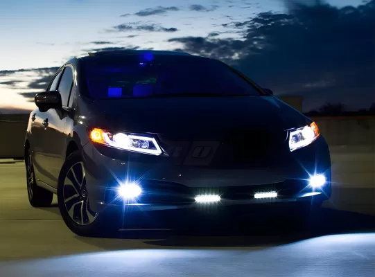 Honda Civic - 2012 to 2013 - 2 Door Coupe [All] (G Style) (Projector, LED Accent Lights) (Gloss Black) (Smoked Lens)