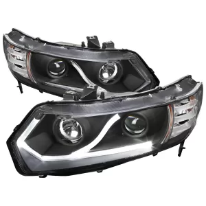 Honda Civic - 2006 to 2011 - 2 Door Coupe [All] (Projector With Halo, LED Strip Accent Lights) (Matte Black)