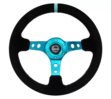 Universal (Rigid) (Teal Spokes, Suede Rim With Teal Stitching, Teal Center Marking) (350mm Diameter) (3