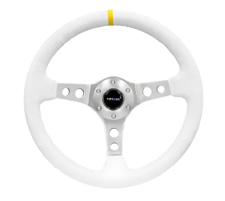 Universal (Rigid) (Silver Spokes, White Leather Rim, Yellow Center Marking) (350mm Diameter) (3