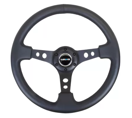 Universal (Rigid) (Black Spokes, Leather Rim, No Center Marking) (350mm Diameter) (3