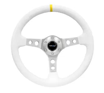 Universal (Rigid) (Silver Spokes, White Leather Rim, Yellow Center Marking) (350mm Diameter) (3