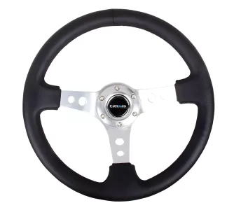 Universal (Rigid) (Silver Spokes, Leather Rim, No Center Marking) (350mm Diameter) (3