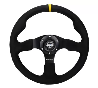 Universal (Rigid) (Alcantra Rim and Black Stitching) (Yellow Center Marker) (Black Hub) (320mm Diameter) (1
