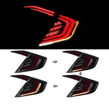 Honda Civic - 2016 to 2021 - 4 Door Sedan [All] (SQ1 Style) (Gloss Black) (Smoked Lens) (Sequential LED Lights)