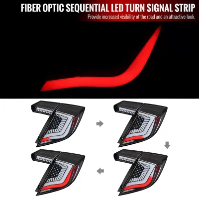 Honda Civic - 2017 to 2021 - 4 Door Hatchback [All] (SQ2 Style) (Matte Black With White LED Bars) (Sequential LED Lights)