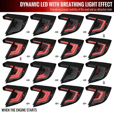 Honda Civic - 2017 to 2021 - 4 Door Hatchback [All] (SQ2 Style) (Matte Black With White LED Bars) (Smoked Lens) (Sequential LED Lights)