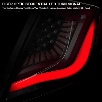 Honda Civic - 2017 to 2021 - 4 Door Hatchback [All] (SQ2 Style) (Matte Black With Red LED Bars) (Smoked Lens) (Sequential LED Lights)