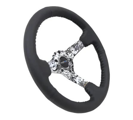 Universal (Rigid) (Digital Arctic Camo Spokes) (Black Leather Rim With Black Baseball Stitching) (350mm Diameter) (3