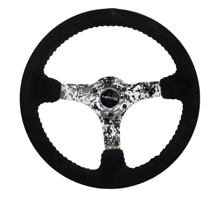 Universal (Rigid) (Digital Arctic Camo Spokes) (Black Suede Rim With Black Baseball Stitching) (350mm Diameter) (3