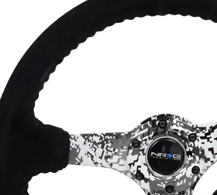 Universal (Rigid) (Digital Arctic Camo Spokes) (Black Suede Rim With Black Baseball Stitching) (350mm Diameter) (3