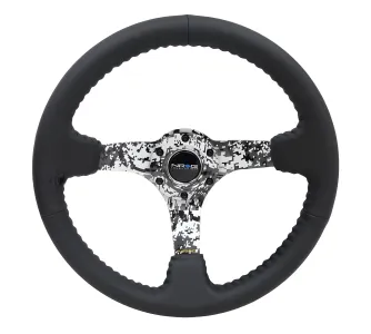 Universal (Rigid) (Digital Arctic Camo Spokes) (Black Leather Rim With Black Baseball Stitching) (350mm Diameter) (3
