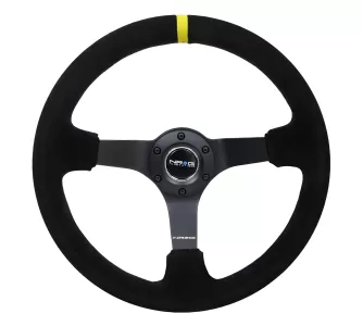 Universal (Rigid) (Matte Black, Suede With Black Stitching and Yellow Center Marker) (350mm Diameter) (3