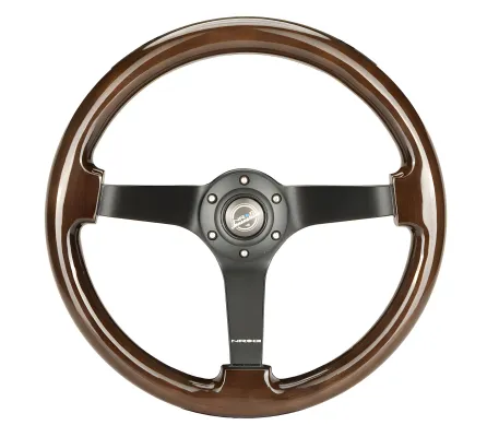Universal (Rigid) (Dark Woodgrain Rim, Black Spokes) (350mm Diameter) (3