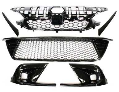 Honda Civic - 2022 to 2024 - Hatchback [All Except FL5 Type R] (Combo Kit) (Includes Upper and Lower Mesh Grilles and Fog Light Covers / Surrounds)