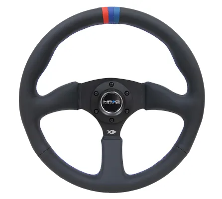 Universal (Rigid) (Matte Black Spokes, Leather Rim With M3 Stitching) (Comfort Grip, M3 Center-Line Marker) (350mm Diameter) (2