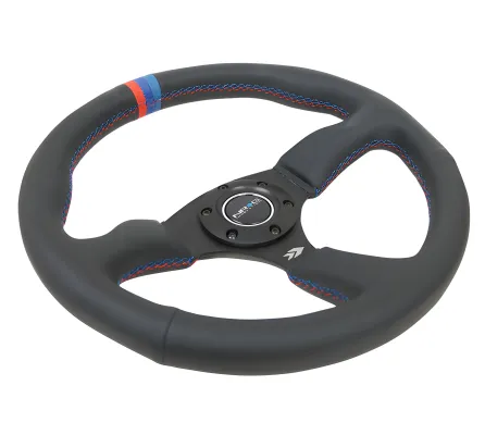Universal (Rigid) (Matte Black Spokes, Leather Rim With M3 Stitching) (Comfort Grip, M3 Center-Line Marker) (350mm Diameter) (2