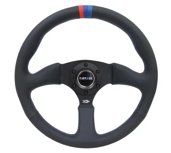 Universal (Rigid) (Matte Black Spokes, Leather Rim With M3 Stitching) (Comfort Grip, M3 Center-Line Marker) (350mm Diameter) (2