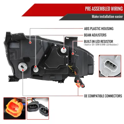 Honda Civic - 2016 to 2020 - 2 Door Coupe [All Except Touring] (LED Projector, LED U-Bar Sequential Accent Lights) (Smoked Lens) (LED High Beams)