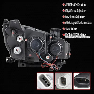 Honda Civic - 2016 to 2021 - 4 Door Sedan [Touring] (LED Projector, Fiber Optic LED Sequential Accent Lights) (Gloss Black Housing) (Smoked Lens) (LED High Beams)