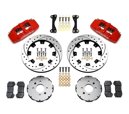 Honda Civic - 1988 to 2000 - All [All] (Front) (Drilled and Slotted Rotors) (Dynapro 6 Piston Calipers) (Red) (With Factory 240mm Rotors)