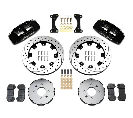 Acura Integra - 1994 to 2001 - All [All Except Type R] (Front) (Drilled and Slotted Rotors) (Dynapro 6 Piston Calipers) (Black) (With Factory 262mm Rotors)