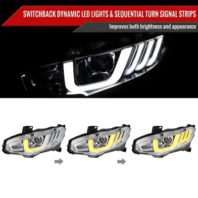 Honda Civic - 2016 to 2021 - 4 Door Sedan [Touring] (LED Projector, LED U-Bar Sequential Accent Lights) (LED High Beams)