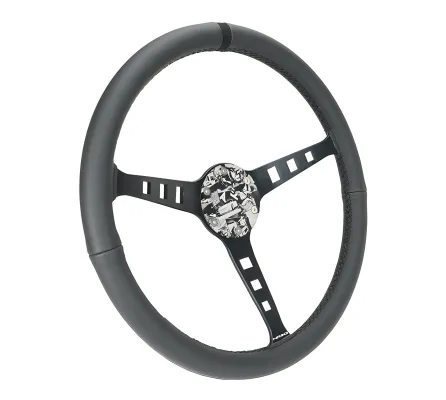 Universal (FUGUZ EP2 Edition) (Black Leather Rim With Black Anodized Spokes) (Custom Laser Etched Spokes) (Black Alcantara Center Marker) (Laser Etched Horn-Delete) (380mm Diameter) (1.5