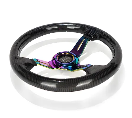 Universal (Gloss Carbon Fiber Rim, Neochrome Slotted Spokes) (350mm Diameter) (1.5