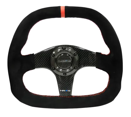 Universal (Flat Bottom) (Suede Rim, Carbon Fiber Spokes) (Red Center Mark) (320mm Diameter)