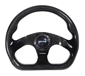 Universal (Flat Bottom) (Gloss Carbon Fiber Rim and Spokes) (320mm Diameter)