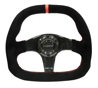 Universal (Flat Bottom) (Suede Rim, Carbon Fiber Spokes) (Red Center Mark) (320mm Diameter)