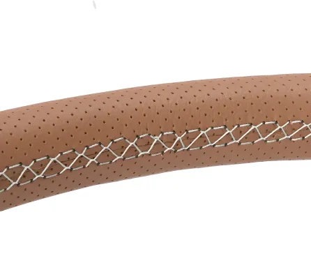 Universal (Rigid) (Circuit Spec) (Perforated Brown Leather Rim, Brushed Aluminum Slotted Spokes) (380mm Diameter) (1