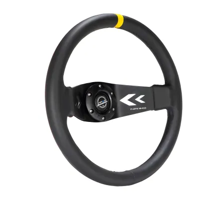Universal (Rigid) (Black Leather Rim, Black Anodized Spokes With Arrow Cutouts) (350mm Diameter) (3