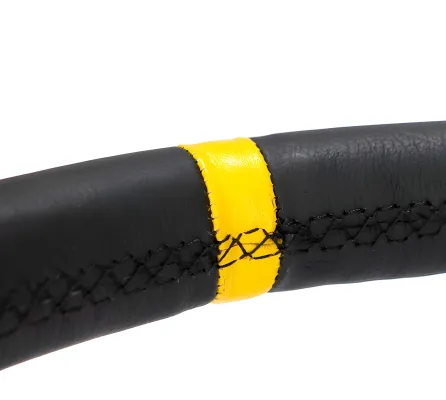 Universal (Rigid) (Black Leather Rim, Black Anodized Spokes With Arrow Cutouts) (350mm Diameter) (3