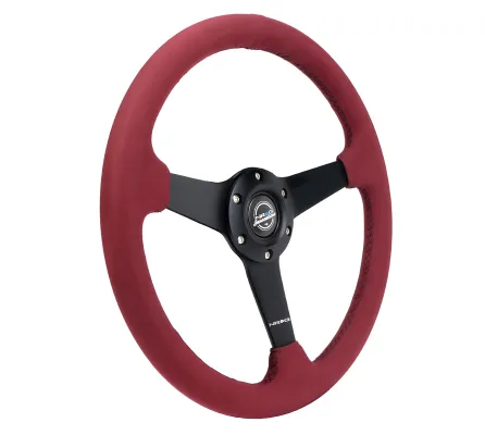 Universal (Rigid) (Burgundy Micro Suede Rim, Matte Black Spokes) (Black Stitching) (350mm Diameter) (1.5