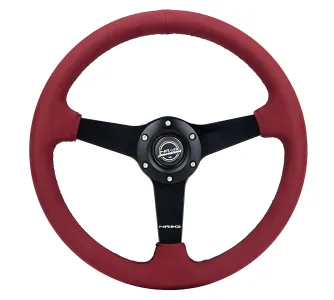 Universal (Rigid) (Burgundy Micro Suede Rim, Matte Black Spokes) (Black Stitching) (350mm Diameter) (1.5