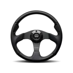 Universal (Jet) (Brushed Black Center, Black Leather With Airleather Inserts) (350mm Diameter) (1.8