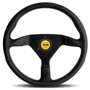 Universal (Montecarlo) (Black Center, Black Leather With Yellow Inner Stitching) (350mm Diameter) (1.5