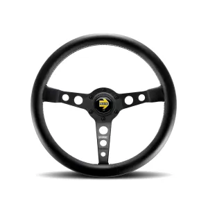 Universal (Prototipo) (Brushed Black Center, Black Leather With White Inner Stitching) (350mm Diameter) (1.5