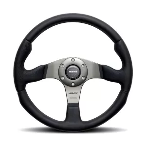 Universal (Race) (Brushed Anthracite Center, Black Leather With Airleather Inserts) (350mm Diameter) (1.5